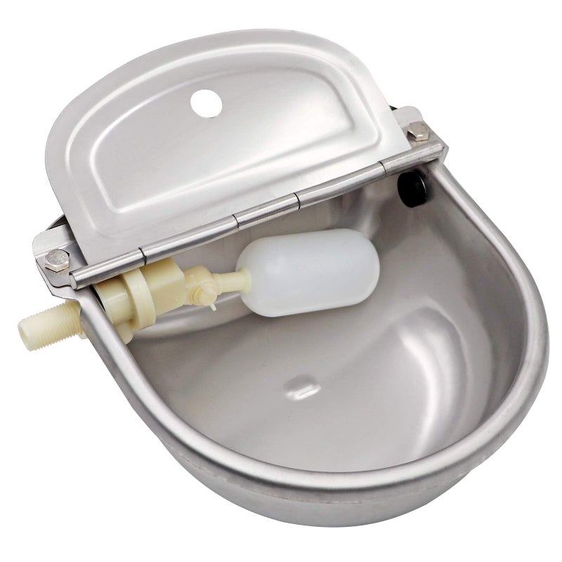MUDUOBAN Automatic Water Dispenser for Dogs,Automatic Chicken Waterer,Outdoor Dog Water Feeder,304 Stainless Steel Water Bowl with Plastic Float Valve - Image 1